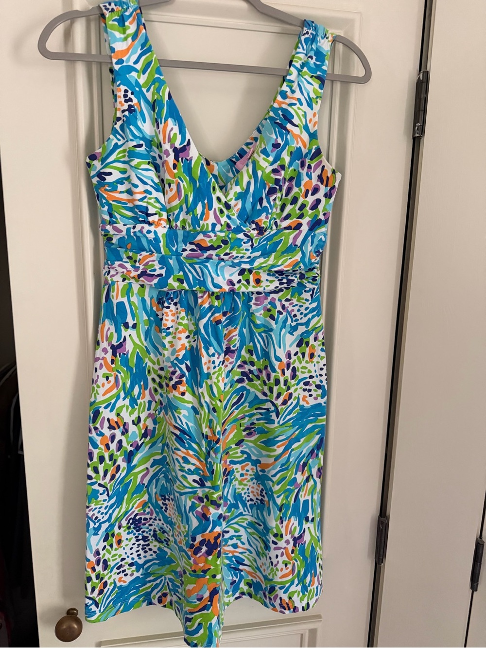 Lilly Pulitzer Vibrant Blue Multicolor V-Neck Sundress size SM